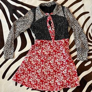 Sister Jane Leopard/floral/stars Print Collar Dress